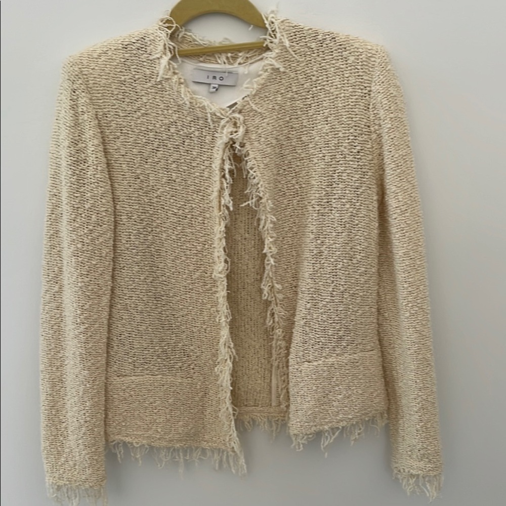 IRO Cream Textured Open Cardigan
